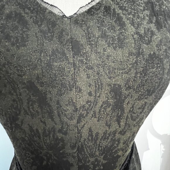 Vintage ELIE TAHARI For Bergdorf Goodman Damask V-Neck Sleeveless Dress With Orn - Picture 10 of 10